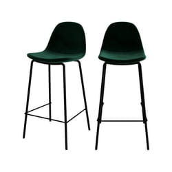 Lot de 2 chaises pour îlot central 65 cm en velours vert foncé - Henrik