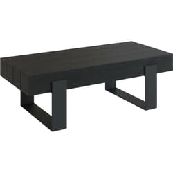 Table basse noire en bois de teck recyclé et pieds en métal - Lya