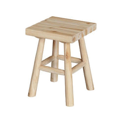 Tabouret de jardin carré en bois de teck brut H40 cm - Makam