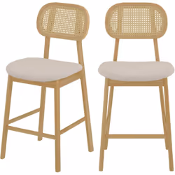 Lot de 2 chaises pour îlot central 64,5 cm en tissu beige - Maria