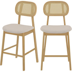 Lot de 2 chaises pour îlot central 64,5 cm en tissu beige - Maria