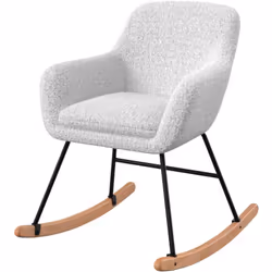 Rocking-chair en tissu bouclé blanc - Isola
