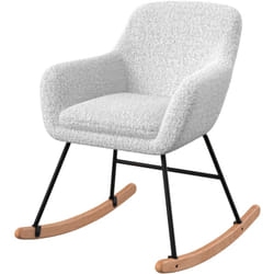 Rocking-chair en tissu bouclé blanc - Isola