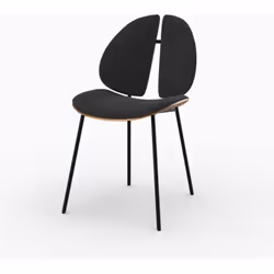 Chaise en velours noir et bois de noyer - Coccinelle