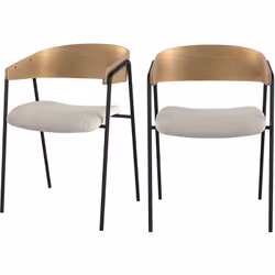 Lot de 2 chaises en tissu bouclé blanc et bois de chêne - Esmée