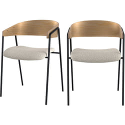 Lot de 2 chaises en tissu bouclé blanc et bois de chêne - Esmée