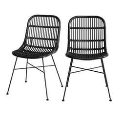 Lot de 2 chaises en rotin et pieds en métal noir - Moon