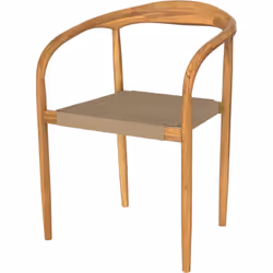Chaise de jardin en corde tressée grise et bois de teck - Lanza