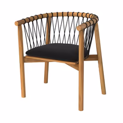 Chaise de jardin en bois de teck et tissu noir - Yago