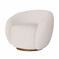 Fauteuil pivotant en tissu bouclé blanc - Naya
