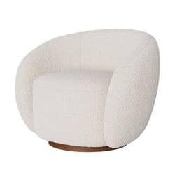Fauteuil pivotant en tissu bouclé blanc - Naya