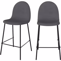 Lot de 2 chaises pour îlot central en tissu gris foncé 63 cm - Léna