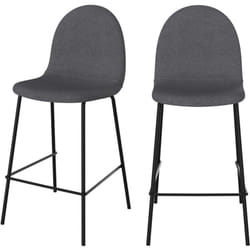 Lot de 2 chaises pour îlot central en tissu gris foncé 63 cm - Léna