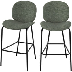 Lot de 2 chaises pour îlot central en tissu bouclé vert 63,5 cm - Iris