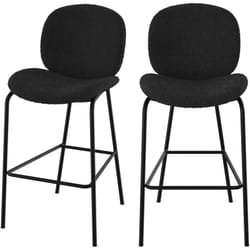 Lot de 2 chaises pour îlot central en tissu bouclé noir 63,5 cm - Iris