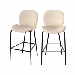 Lot de 2 chaises pour îlot central en tissu bouclé beige 63,5 cm - Iris