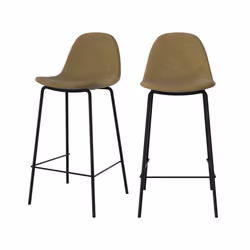 Lot de 2 chaises pour îlot central en tissu vert kaki 65,5 cm - Henrik
