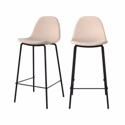 Lot de 2 chaises pour îlot central en tissu beige 65,5 cm - Henrik