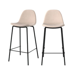 Lot de 2 chaises pour îlot central en tissu beige 65,5 cm - Henrik