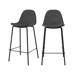 Lot de 2 chaises pour îlot central en tissu gris foncé 65,5 cm - Henrik
