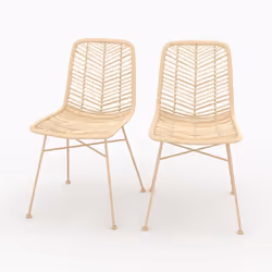 Lot de 2 chaises en rotin naturel et pieds beiges - Tamara