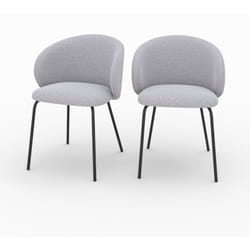 Lot de 2 chaises en tissu gris clair et pieds en métal noir - Victoria
