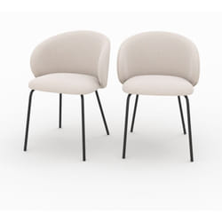 Lot de 2 chaises en tissu beige et pieds en métal noir - Victoria