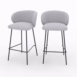 Lot de 2 chaises pour îlot central en tissu gris clair 68 cm - Victoria
