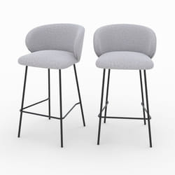Lot de 2 chaises pour îlot central en tissu gris clair 68 cm - Victoria