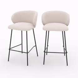 Lot de 2 chaises pour îlot central en tissu beige 68 cm - Victoria