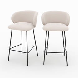 Lot de 2 chaises pour îlot central en tissu beige 68 cm - Victoria