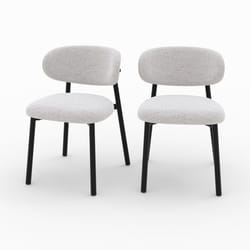 Lot de 2 chaises en tissu gris clair chiné et pieds en métal noir - Nao
