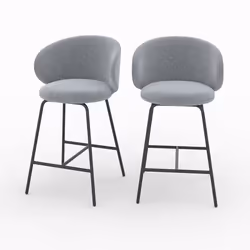 Lot de 2 chaises pour îlot central en tissu gris foncé 68 cm - Cécilia