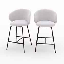 Lot de 2 chaises pour îlot central en tissu gris clair 68 cm - Cécilia