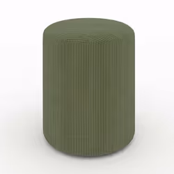 Pouf rond en velours côtelé vert - Lily