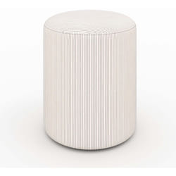 Pouf rond en velours côtelé beige - Lily