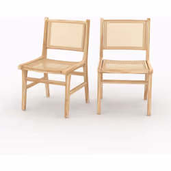 Lot de 2 chaises en bois de teck et rotin - Kyla