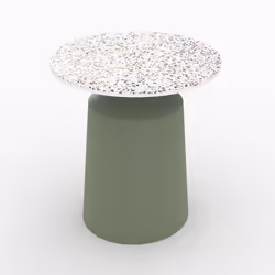 Table d'appoint ronde en tezzazzo et métal vert kaki D44 cm - Daphné