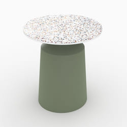 Table d'appoint ronde en tezzazzo et métal vert kaki D44 cm - Daphné