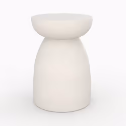 Table d'appoint ronde en béton blanc D35 cm - Capri