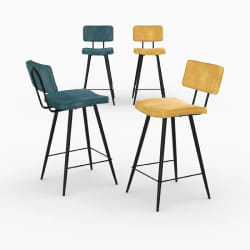 Pack 4 chaises pour îlot central bleues et jaunes 66 cm - Texas