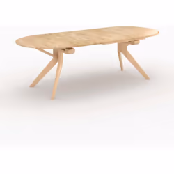 Table extensible en bois d'hévéa massif clair 6 à 10 personnes - Merlin