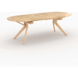 Table extensible en bois d'hévéa massif clair 6 à 10 personnes - Merlin