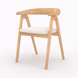 Chaise en bois d'hévéa clair et tissu bouclé crème - Hawa