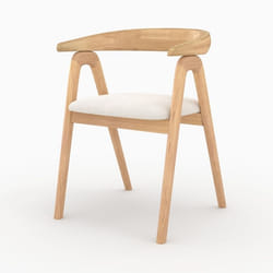 Chaise en bois d'hévéa clair et tissu bouclé crème - Hawa