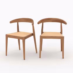 Lot de 2 chaises en bois de teck et cannage en rotin - Alia