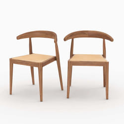 Lot de 2 chaises en bois de teck et cannage en rotin - Alia