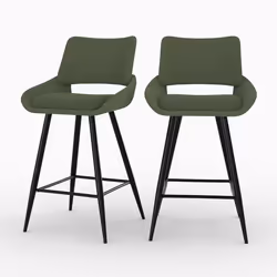 Lot de 2 chaises pour îlot central en tissu bouclé vert kaki 66 cm - Alfy