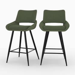 Lot de 2 chaises pour îlot central en tissu bouclé vert kaki 66 cm - Alfy