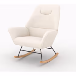 Rocking-chair en tissu bouclé blanc - Shaun